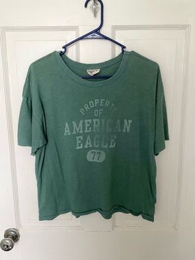 American Eagle Outfitters Green Graphic Crop Tee